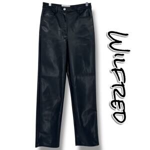 Wilfred The Melina Pant Black Faux Leather High-Rise Straight Leg Pants Womens 4